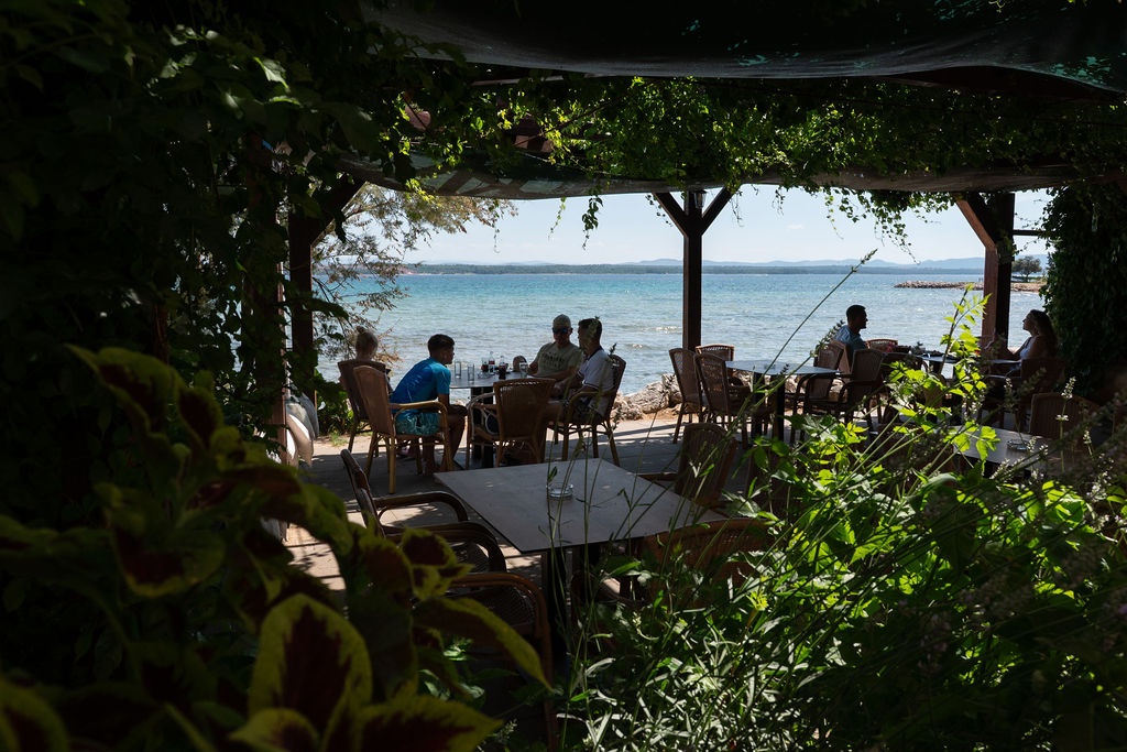 Guests enjoying lunch by the sea at Bartovica